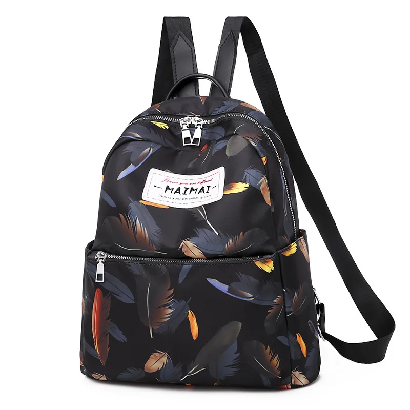 

Cross Border 2019 New Style WOMEN'S Bag Korean-style Fashion Backpack Printed Feather Hand Shoulder WOMEN'S Bag