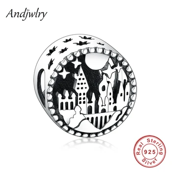 

925 Sterling Silver School of Witchcraft and Wizardry Charm Fit Original Charms Bracelet Charm Berloque 925 Silver Beads