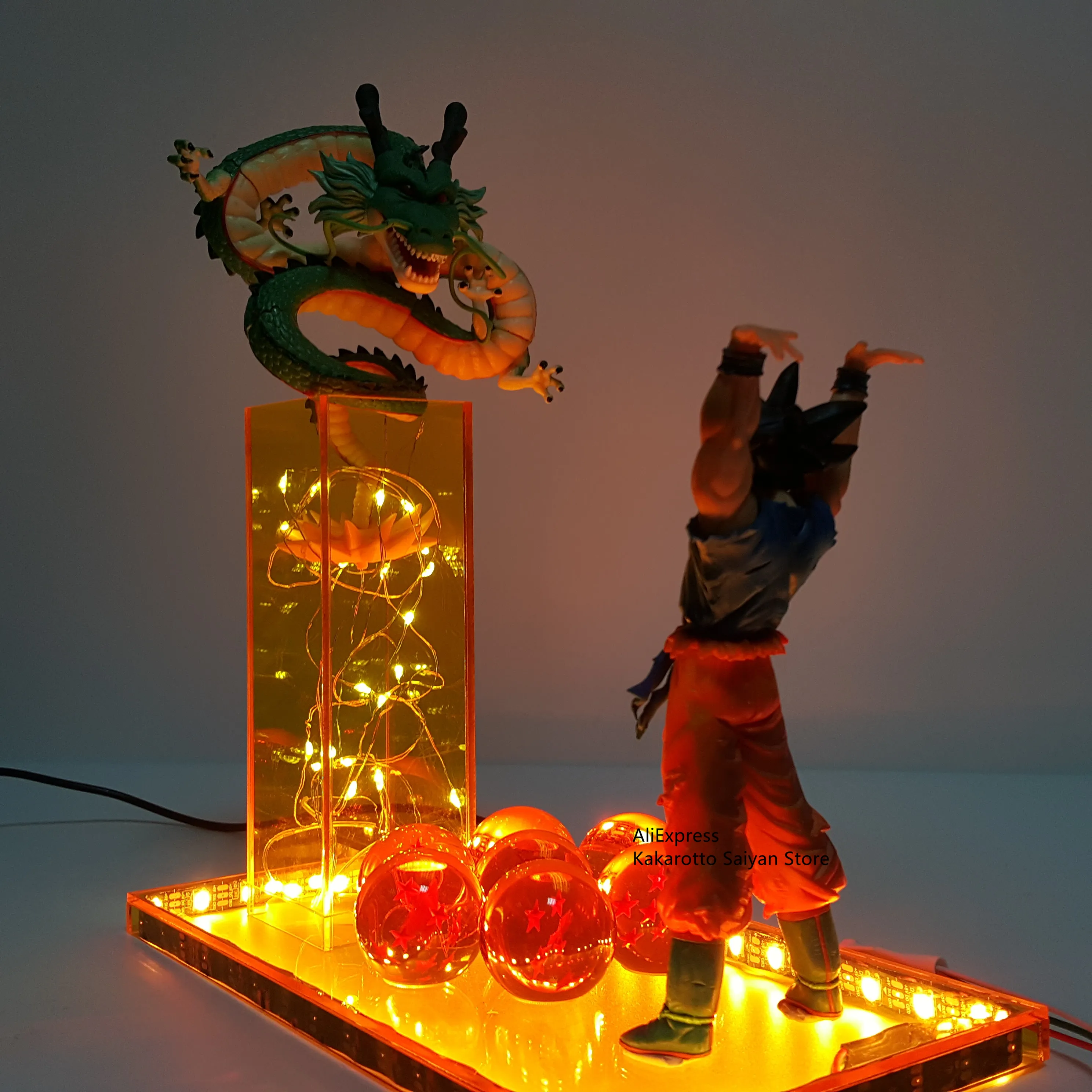 Dragon Ball Z Goku вызов Shenron светодиодные игрушки в виде персонажа из аниме Dragon Ball Супер Лето Shenron Led сцена фигурка DBZ