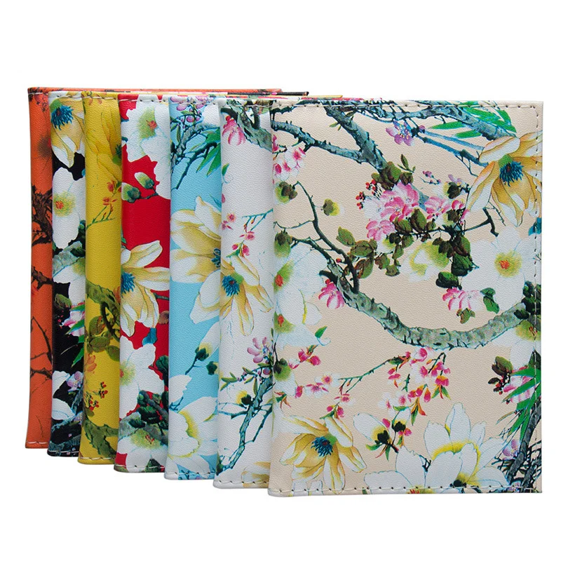 

2019 Fashion Floral Printed Passport Cover Women Travel Wallet For Credit Card 2019 PU Leather Passport Holder Passport Case Bag