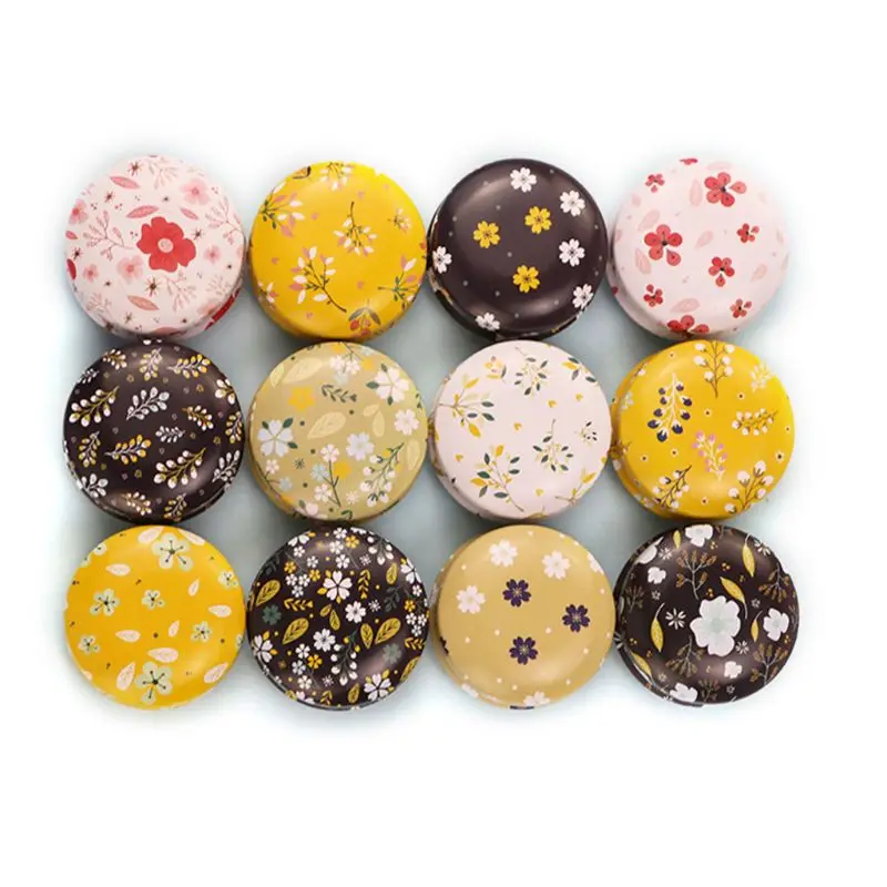 12pcs Mini Elegant Flower Tin Box DIY Candle Jar Balm Round Empty Case Portable Lipstick Spices Storage