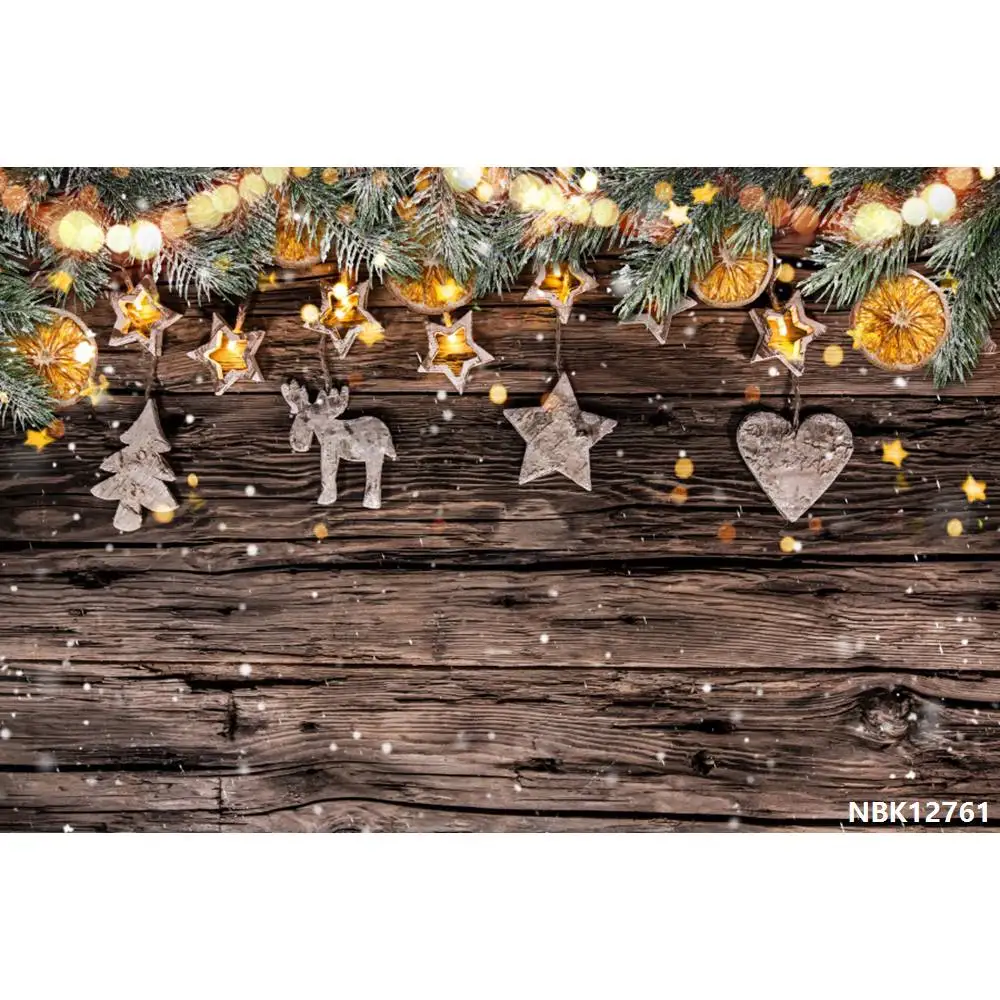 Laeacco Рождественский Деревянный светильник с доской ветка звезды фон для детской фотосъемки индивидуальный фотографический фон для фотостудии - Цвет: NBK12761