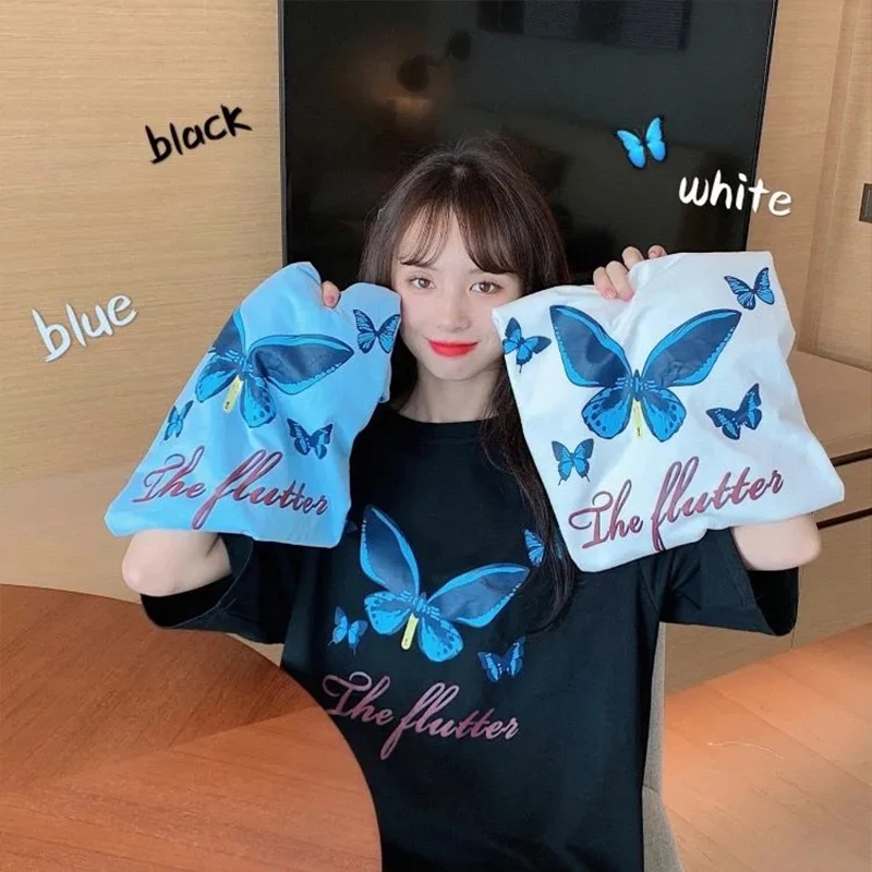 футболка Harajuku Print Black Crop Women T-shirts Goth Streetwear Short Sleeve Top Tee Female Kawaii y2k mujer gothic shirt van