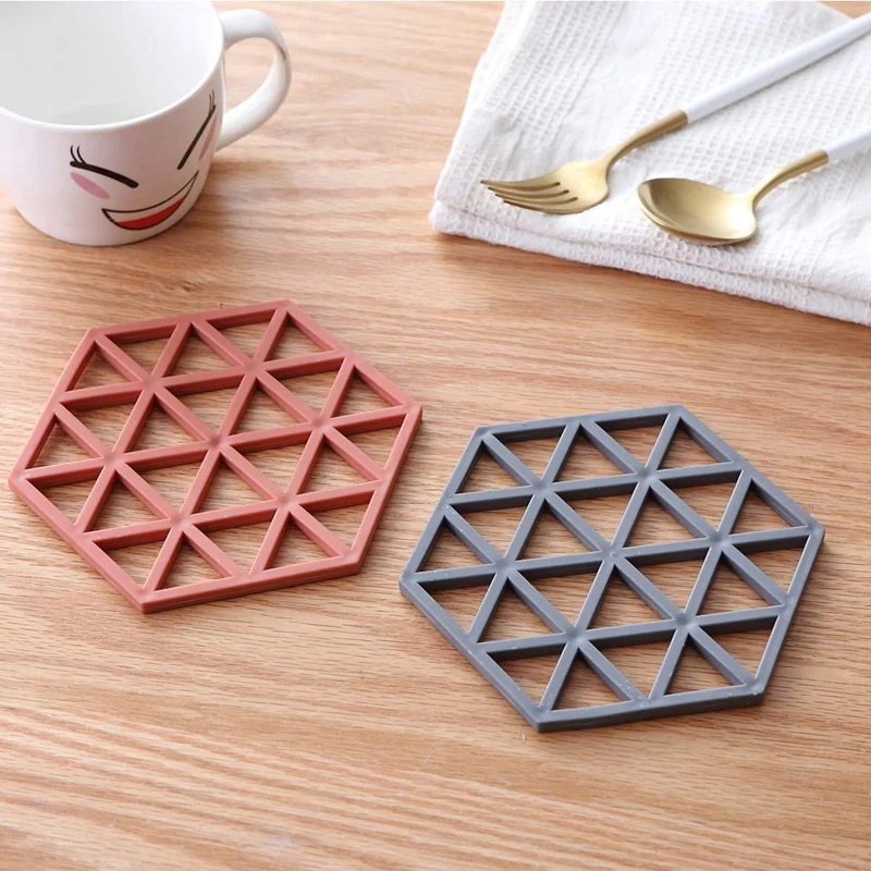 5x шестигранные Горячие подставки Trivet коврики двухстороннее использование Нескользящие держатели для горшков гибкие подставки под чашки для домашней кухни и столовой