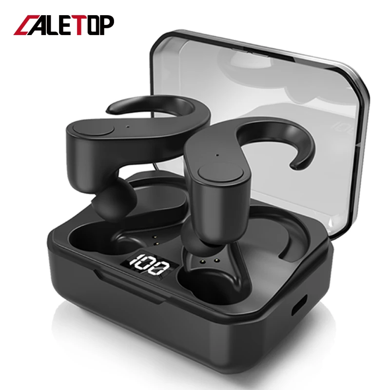 Caletop True Wireless Earbuds TWS Sports Bluetooth Earphones Ear Hook Headsets IPX5 Waterproof For iphone Xiaomi Headphones | Электроника
