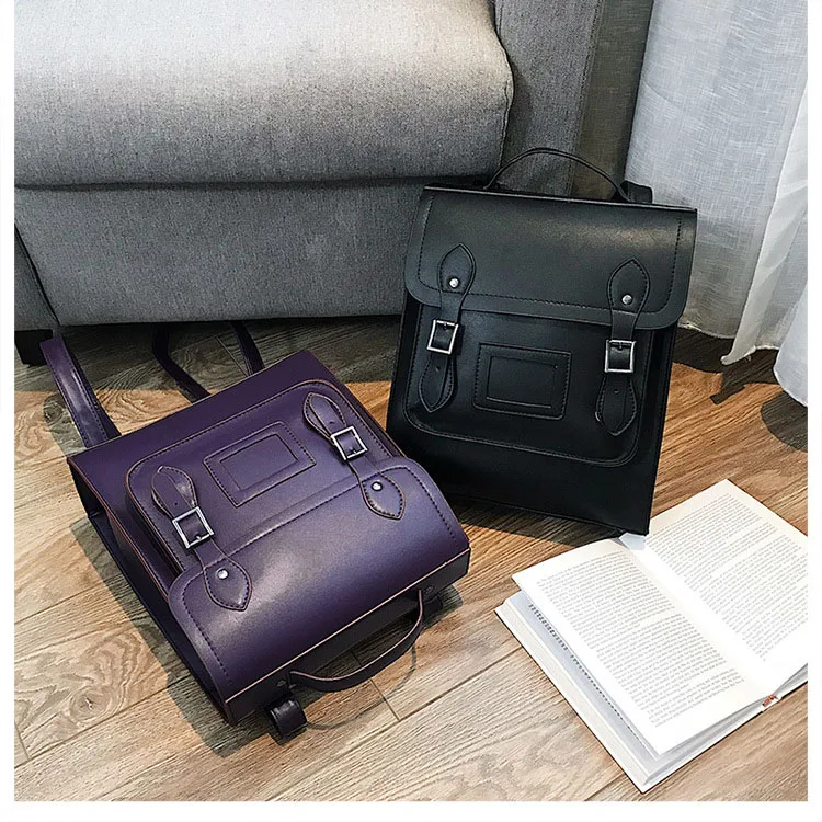 Black White Girls School College Backpacks Vintage Leather Luxury Brand Womens Backpack Preppy Style Back Bags Shoulder Satchels (13)
