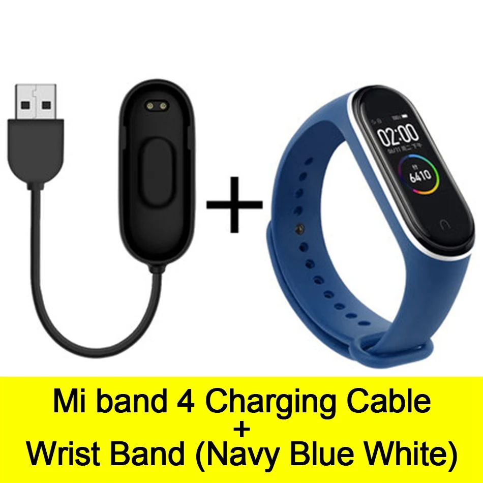 Usb-кабель для зарядки mi Band 4, шнур для зарядного устройства, Сменный Адаптер для Xiao mi Band 4, NFC, линия для зарядки+ браслеты - Цвет: Cable-Navy White