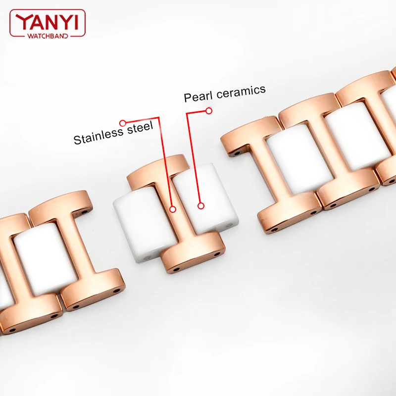 Ceramic Bracelet in stainless steel watchband  12 13 14 15 16 17 18 20 22mm watch strap women man fashion wristwatches band