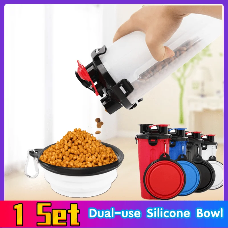 Dual-use Silicone Dog Bowl For Cat Food Treats Feeder Water Cup Portable Go Out Animals Travel Accessories Supplies | Дом и сад