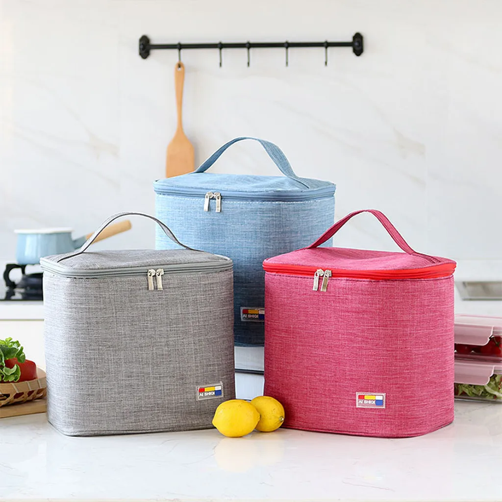 AISHIQI Термоизолированный Ланч-бокс, сумка-холодильник, Bento Pouch, контейнер для обеда, кухонные аксессуары, яркий цвет, посылка, розовый цвет