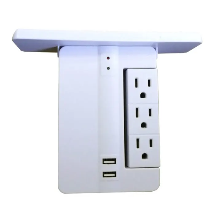 8 Port Wall Outlet Electrical 6 Outlet Extenders 2 USB Charging Ports with Shelf MU