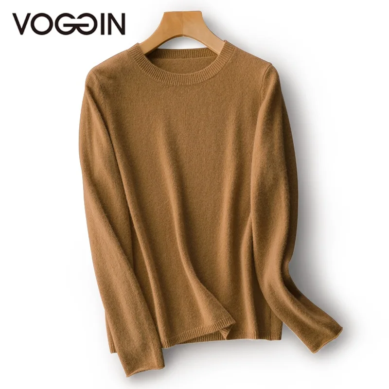 

VOGGIN 100% Cashmere sweater women O-neck full Sleeve Pullover Autumn Winter Knitted woolen Sweaters ladies Warm Basic styles