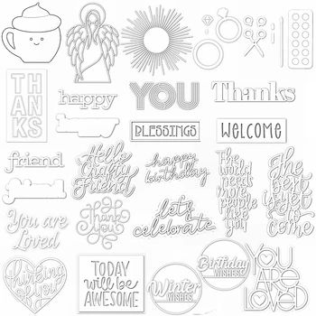 

Mix Letter Sentence Alphabet Words Happy Friend Angel Ring Frame Metal Cutting Dies Handcraft Decorate Cards Scrapbook Paper 09