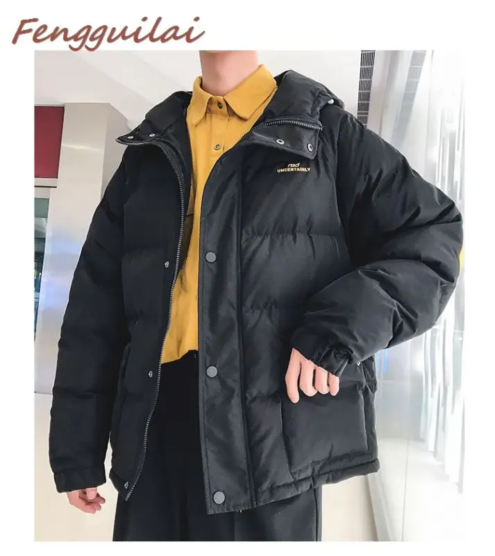 FENGHUILAI, зимняя мужская куртка,, модная, с принтом, Мужская парка, куртка, Мужская, s, толстые куртки, хлопковые пальто, мужские зимние парки, M-5XL, серый