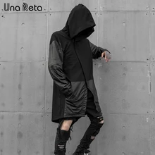 Una Reta Тренч Мужская Новая Модная Кожаная Вышивка ветровка мужская повседневная верхняя одежда хип хоп Уличная с капюшоном плащ пальто