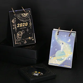 

2020 NEW Kawaii Creative Astronaut Buckle Calendar Coil Schedule Creative Desk Table Dates Reminder Timetable Planner