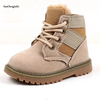 

winter Children's Martin boots warm kids leather boots for Boys girls plush Rubber snow boots Toddler casual shoes Non-slip new