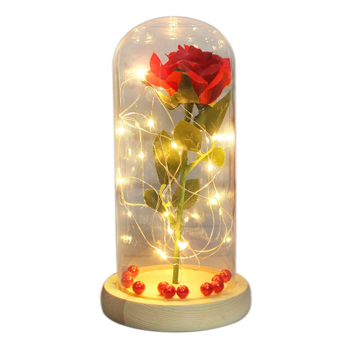 Светодиодный светильник, искусственный цветок, стеклянная крышка, имитация, на ощупь, розовая стеклянная крышка, на День святого Валентина, День рождения, рождественский подарок, Декор для дома