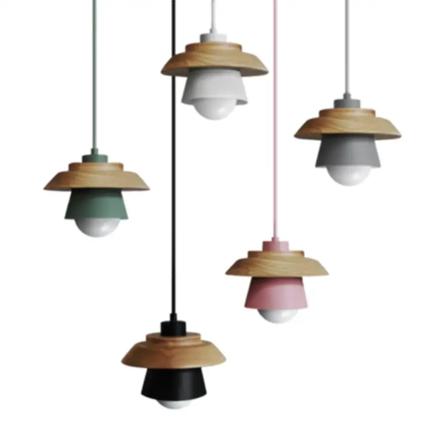 

Nordic Modern Minimalist LED Wood Pendant Lights Iron Pendant Lamps Restaurant Corridor Aisle Hanging Lamps Home Decor Lighting