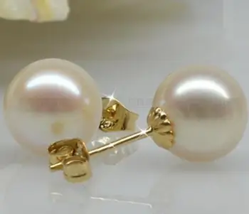 

Free Shipping Round 9-10 MM AAA+ WHITE SOUTH SEA PEARLS EARRING 14k/20 GOLD