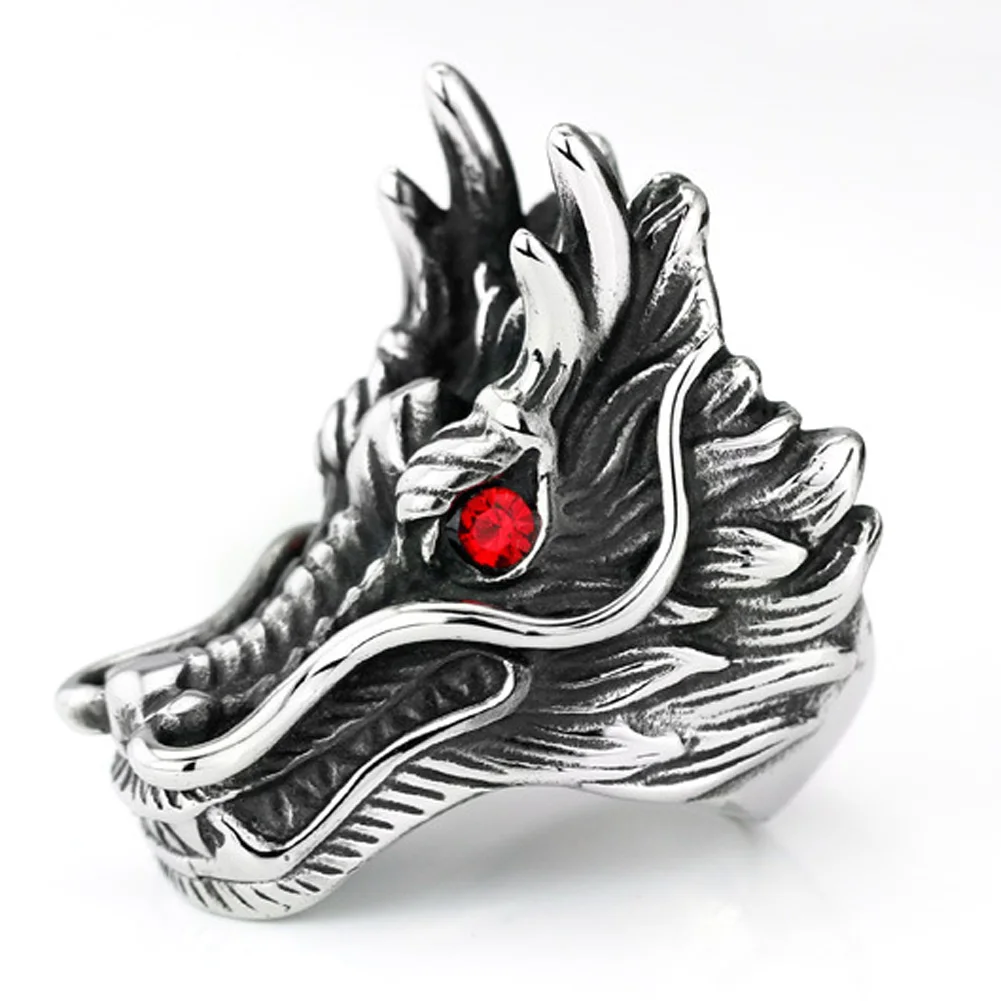 Кольца с головой дракона для мужчин в стиле панк-рок вечерние персонализированные преувеличенные кольца
