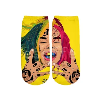 

Tessffel NewFashion Drop shipping Rapper Tekashi69 6ix9ine Funny 3DPrint HipHop Cotton Short Sock Cartoon Harajuku Ankle sock B5