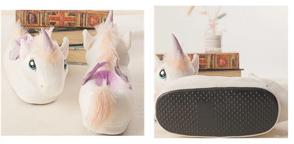 White Plush Unicorn Slippers -Unicorn Fashion H15ec63b888da402996cac210e9392cfeJ