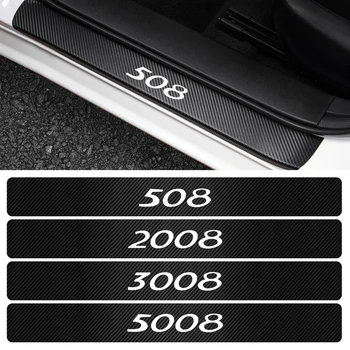 

4PCS Car Door Sill Stickers Carbon Fiber Scuff Protector for Peugeot 206 207 208 306 307 308 508 106 107 108 2008 3008 5008