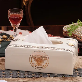 

Tissue Box Ceramic Bathroom Paper Holder Fruit Bowl Ashtry Tissue Holder Living Room Decoration Home Office Table Accessories
