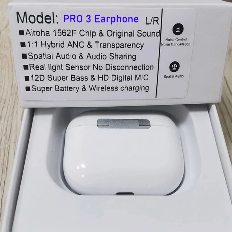 Настоящие шумоподавляющие TWS Bluetooth-наушники ANC Air 3 Pro прозрачная модель