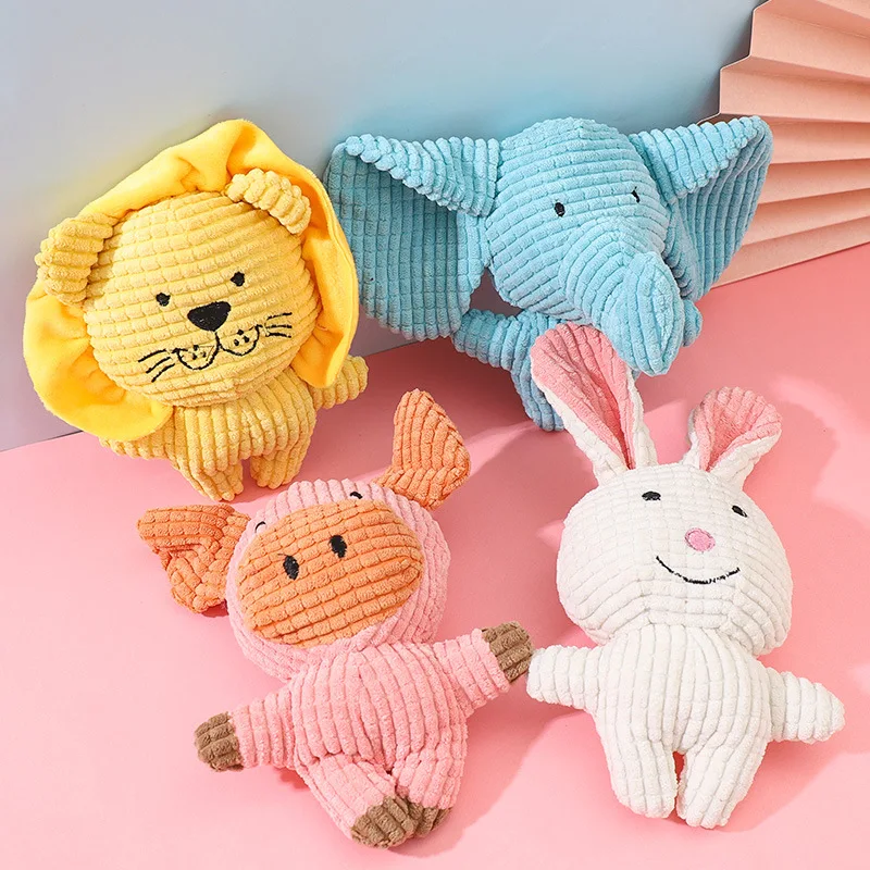 

New Pet Toys Plush Dog Teeth Bite Resistant Toys Cute Animal Shape Lion Rabbit Squeaky Toy Dog Toys Interactive Dog Plush