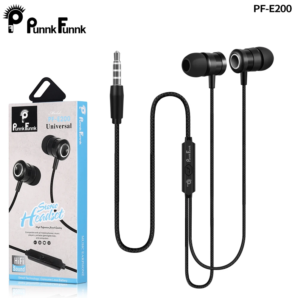 black-Orignal packag PunnkFunnk Hifi бас стерео вкладыши Проводные спортивные наушники с микрофоном для Xiaomi Mi7 8 9 10 huawei mate 10 20 P10 Oppo Vivo - Цвет: black-Orignal packag