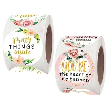 

500pcs/roll 1.5inch Flower Thank You Stickers Handmade Gift Seal Labels Self Adhesive Sticker Wedding Christmas Party Supplies