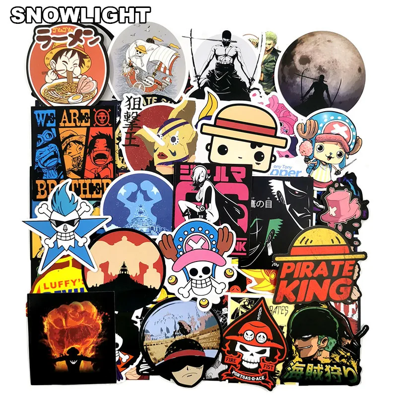 10/30/50/100pcs/lot Anime One Piece Stickers For Snowboard Laptop Luggage Car Fridge Diy Vinyl Decor Toy Sticker For Kids