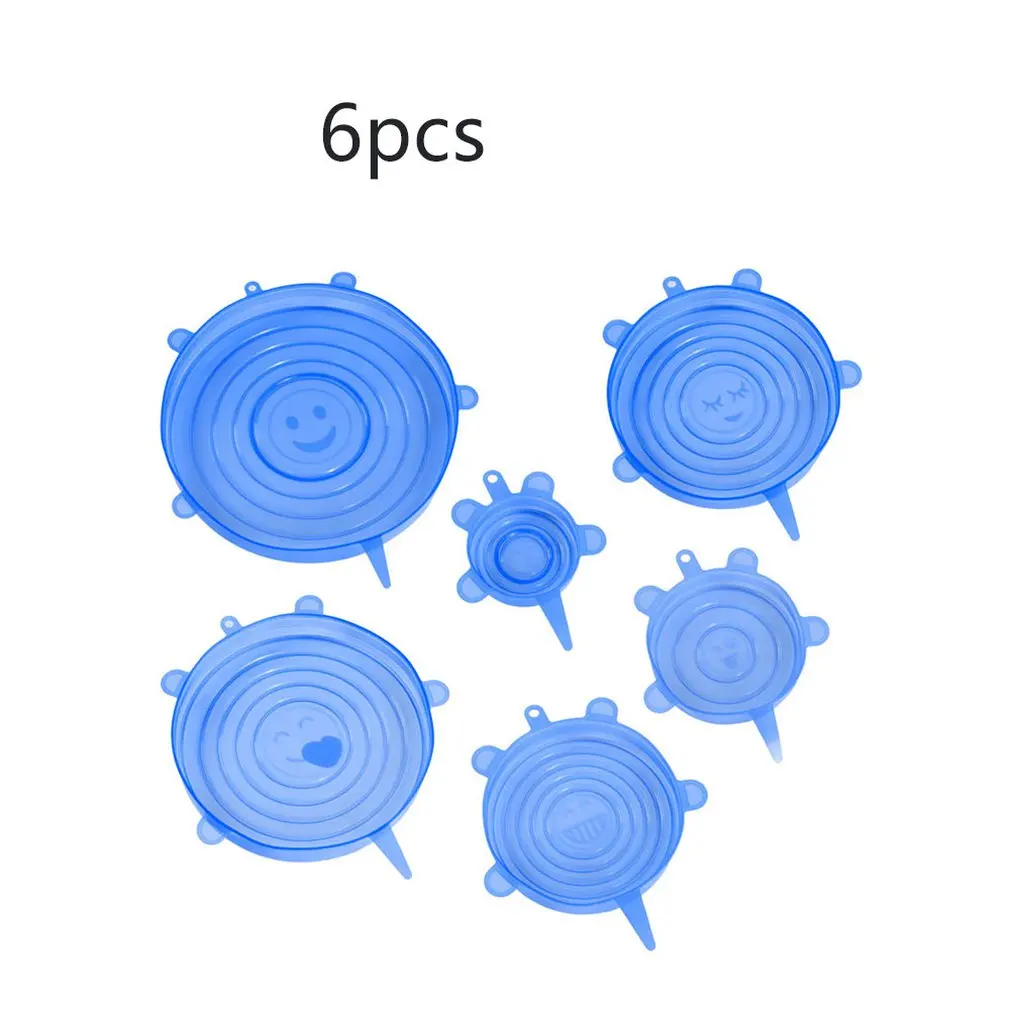 6 шт./компл. Мягкие силиконовые крышки микроволновой печи подогрева крышка холодильник Пластик Обёрточная бумага уплотнение крышки горячей блюда чаша
