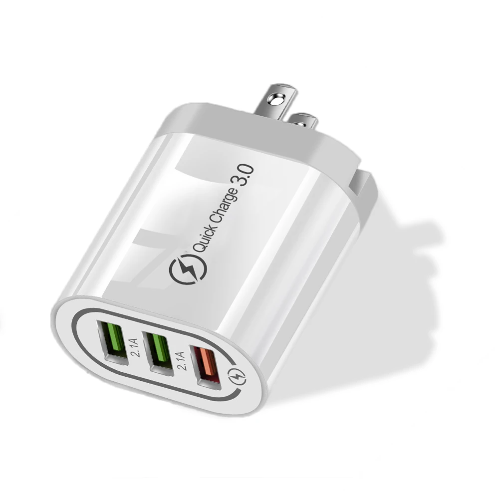Быстрая зарядка QC 3,0 3 USB зарядное устройство для iPhone 11 X samsung Xiaomi Быстрая зарядка мобильного телефона зарядное устройство планшет USB настенный адаптер - Тип штекера: White US
