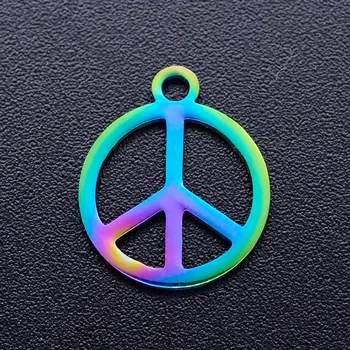 

5pcs/lot 100% Stainless Steel Peace Symbol diy Charms With Rainbow Plated Wholesale Charm for Necklace Dropshipping