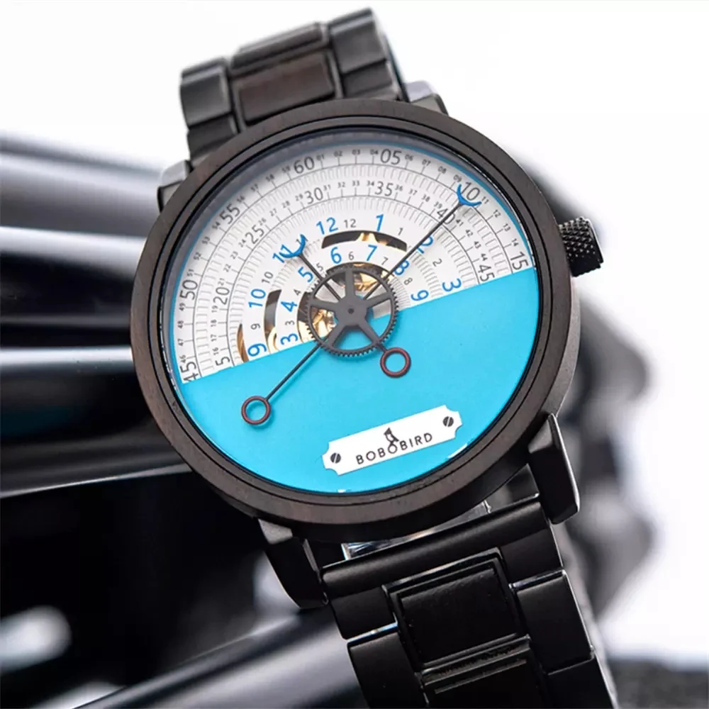 BOBO BIRD-reloj mecánico automático para hombre, nuevo accesorio de pulsera de madera con Logo personalizado, creativo, con caja de regalo, 2021
