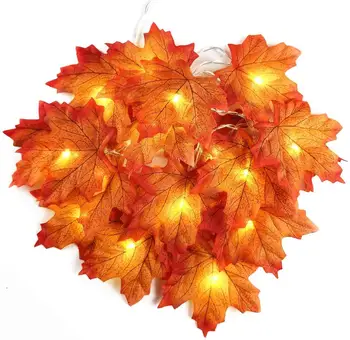 

2M 20 Lights Maple Leaves Garland Led Fairy Lights for Christmas Decoration Autumn String Light Festive DIY Halloween Decor