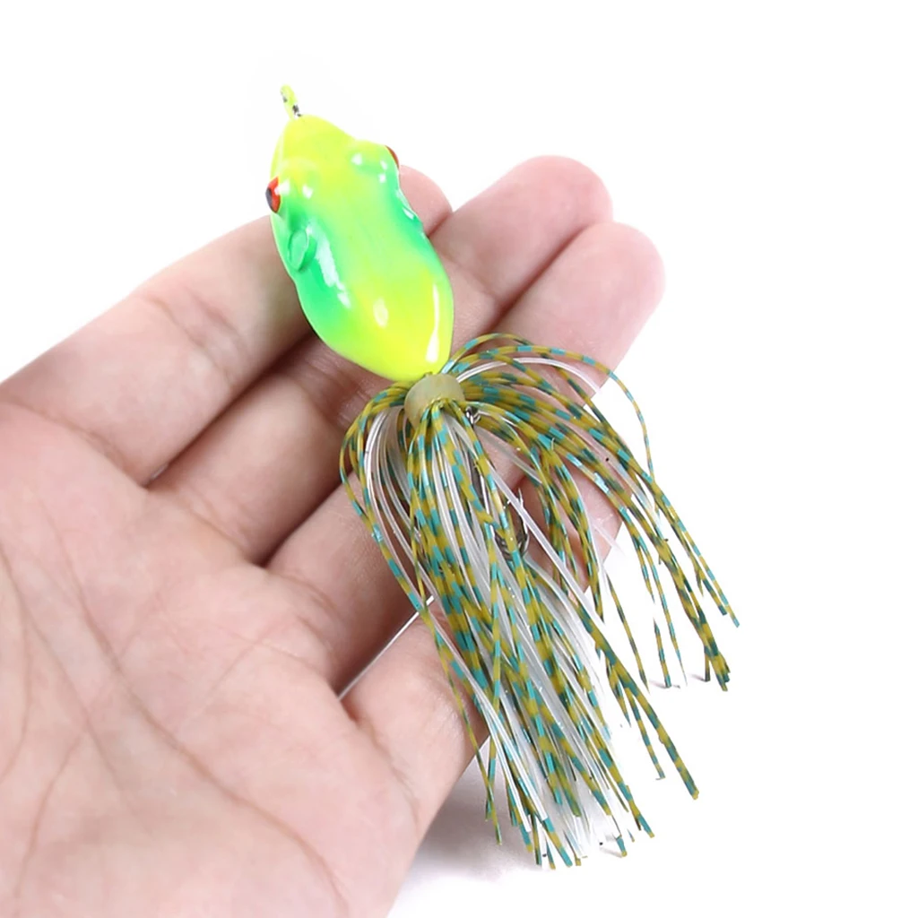 9.8g 11cm Artificial Frog Bait Soft Fishing Lures with Skirts Topwater Frog Baits Crankbait for bass, pike, snakehead, Salmon