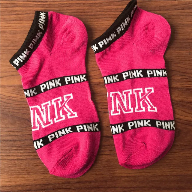 Розовые носки для движения, цветные забавные носки, розовые футбольные креативные носки-башмачки с буквами, Харадзюку, уличная одежда, короткие носки для бега