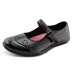 JABASIC/черная обувь для школьной униформы для девочек; Повседневные балетки из искусственной кожи на плоской подошве для маленьких детей;