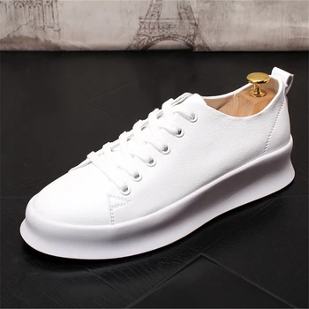 

Fashion Men Casual Shoes Genuine Leather Shoes Men Off White Shoes Breathable Casual Sneakers Men Loafers Thick Bottom Men Shoes