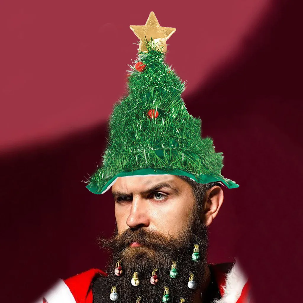 Tinsel Christmas Tree Hat On 1pc Headband Father Christmas Xmas Party Santa Fancy Dress Costume Hat Holiday decorations Headgear