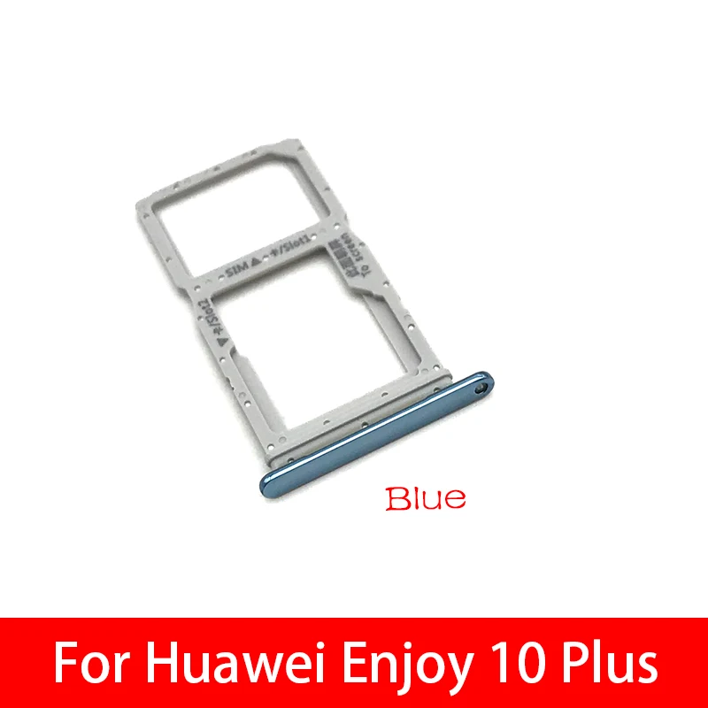 Для huawei Enjoy 10 plus Micro Nano SIM держатель для карт лоток адаптер держателя слота гнездо - Цвет: Синий