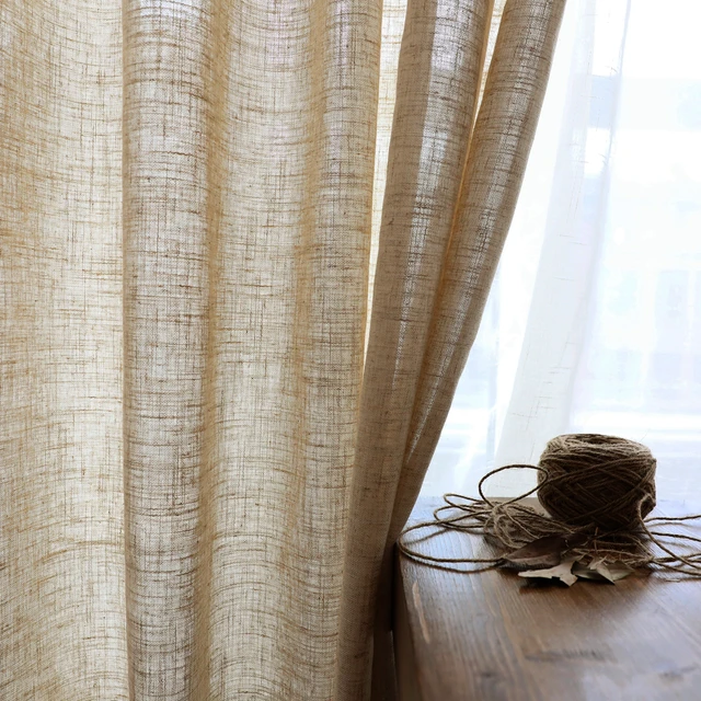 Cortinas de tul de lino para sala de estar