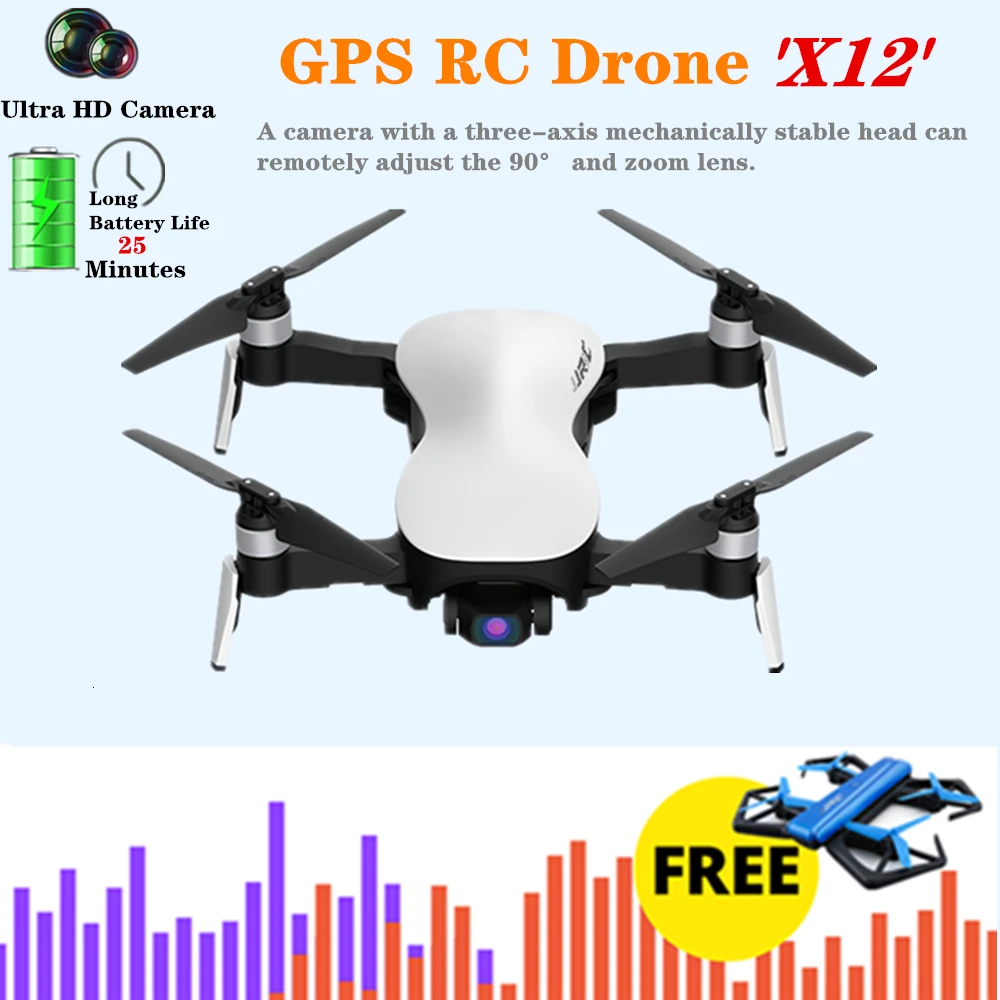 Радиоуправляемый Дрон с GPS 4K JJRC X12 Квадрокоптер Дроны с 5G WiFi 4K HD камера оптический поток бесщеточный Квадрокоптер 25 минут Летающий время Дрон