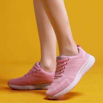 

2019 Running Shoes For Women Sport Shoes Plus Size Light Sneakers Women Zapatillas Mujer Flyknit Mesh Lace-Up Summer Walking