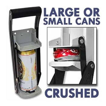 

12/16 Oz Aluminum Beer Can Crusher Bottle Opener Heavy Duty Metal Wall Mounted Soda Beer Smasher Eco-Friendly Recycling Tool