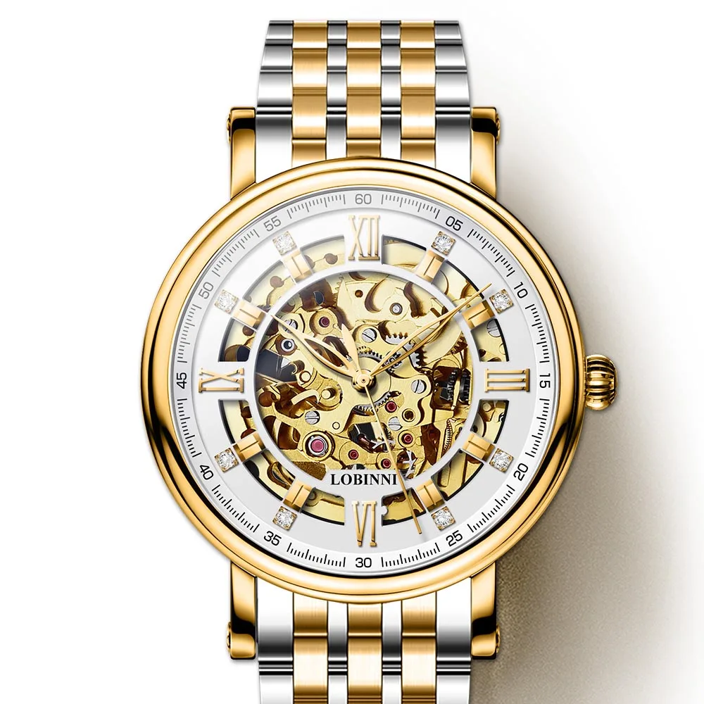 Good Price  Switzerland Watch Men LOBINNI MIYOTA Automatic Mechanical Watches Luxury Steel Sapphire Skeleton Cl
